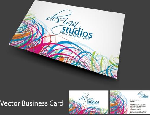 studio business card template colorful messy swirled lines
