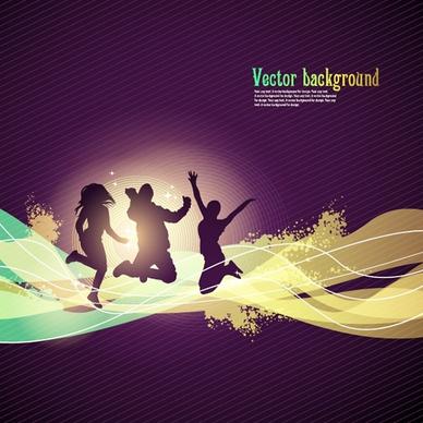 dynamic life background modern silhouettes grunge curves decor