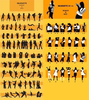 dynamic silhouette peoples vector