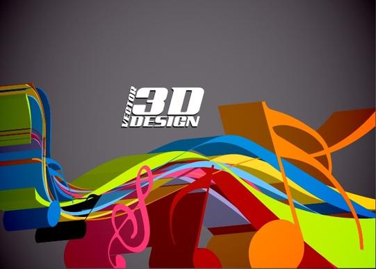 music notes background modern colorful dynamic 3d design