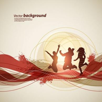 active life background dynamic people silhouette dynamic design
