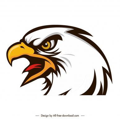 eagle head icon furious emotion sketch colored flat