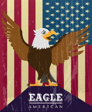 eagle icon design america flag background retro style
