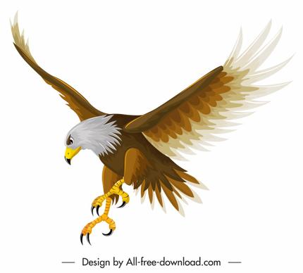 eagle icon hunting gesture colored cartoon sketch
