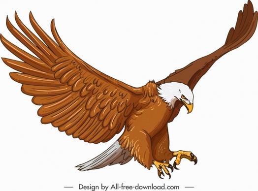 eagle icon hunting posture sketch cartoon character design