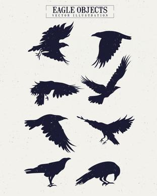 eagle icons collection silhouette design