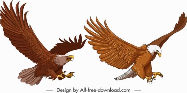 eagle icons hunting gesture sketch cartoon design