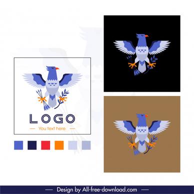 eagle logo template colorful flat symmetric sketch