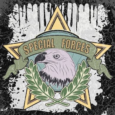 military force logo background retro grunge eagle star