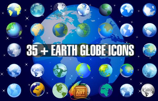 earth globe icons set