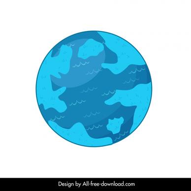 earth icon flat blue circle outline 