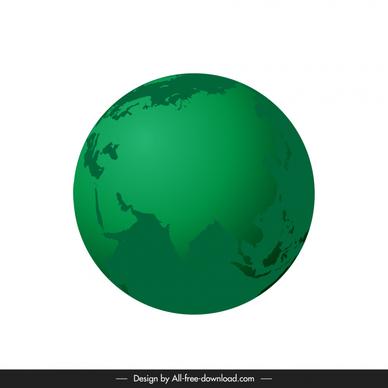 earth icon green monochrome 3d sketch