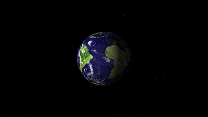earth model moving in darkness