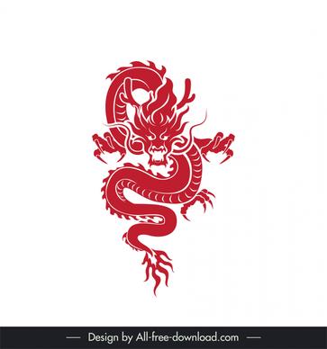 easten dragon icon flat classical design 