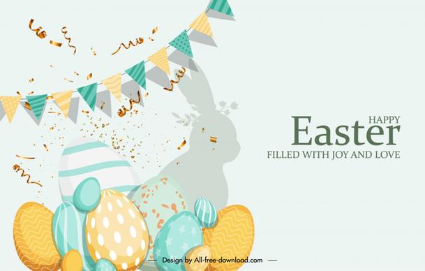 easter background aesthetic template silhouette rabbit eggs ribbon decor