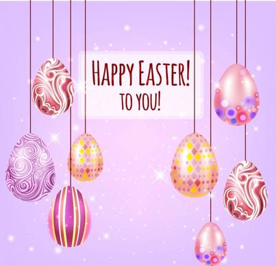 easter banner colorful hanging eggs decoration