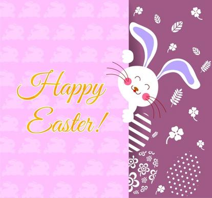 easter card cover cute rabbit flowers eggs decoration