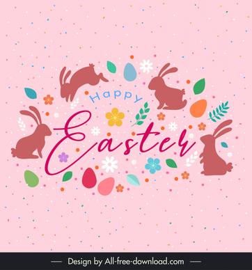easter card cover template  eggs flowers  bunnies silhouettes calligraphy decor
