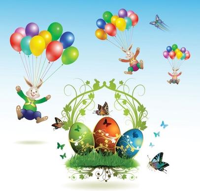 easter cards and decorations butterfly eggs 03 vector