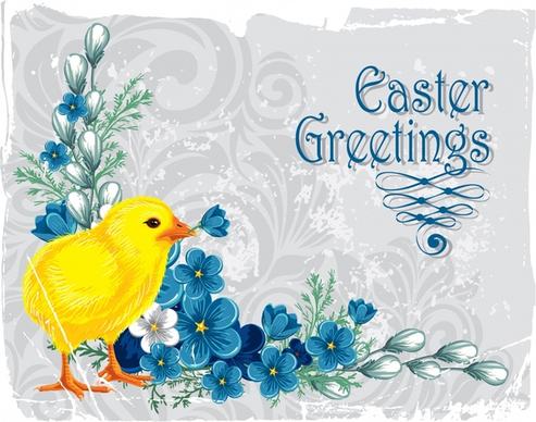 easter poster cute chick floral decor colored classic