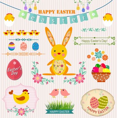 easter decoration design elements isolated bright background