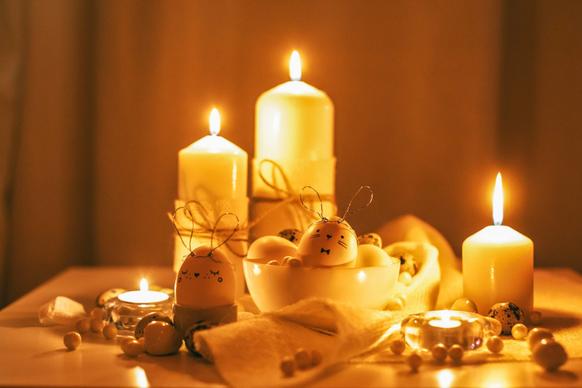 easter decoration picture elegant contrast candle light facial eggs