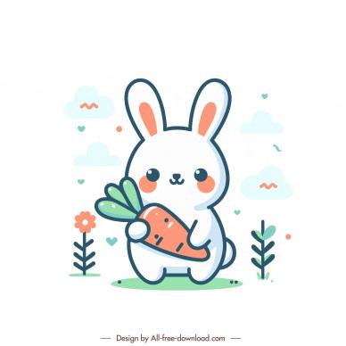 easter design elements flat handdrawn bunny carrot sketch