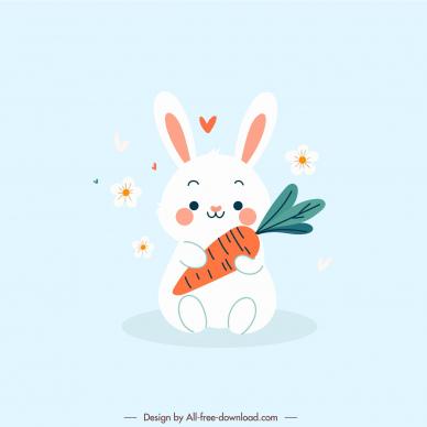 easter design elements lovely little bunny carrot handdrawn