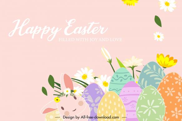 easter egg background template classical eggs flowers bunny