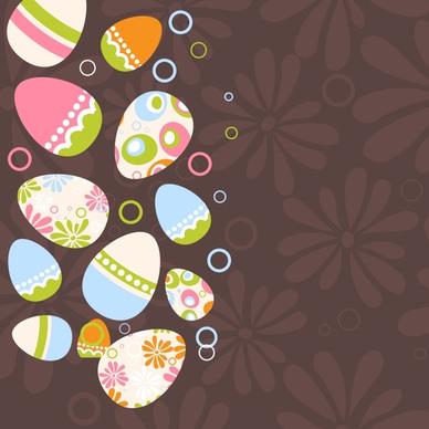 easter background colorful flat eggs blurred floral decor