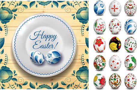 easter egg with floral art vector
