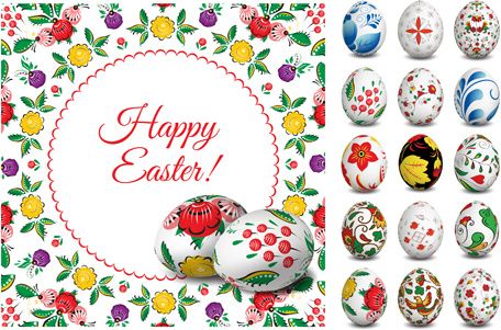 easter egg with floral art vector