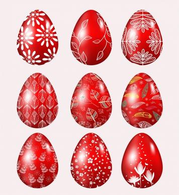 easter eggs icons shiny red design natural decor