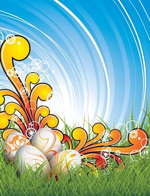 easter background bright colorful modern eggs grass decor