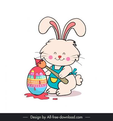 easter rabbit egg icon cute cartoon sketch