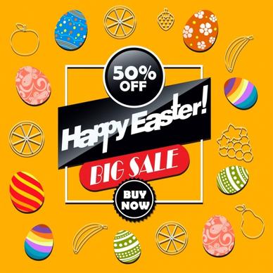 easter sale banner colorful eggs fruits decoration