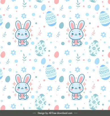 easter seamless pattern cute repeating bunnies eggs flowers