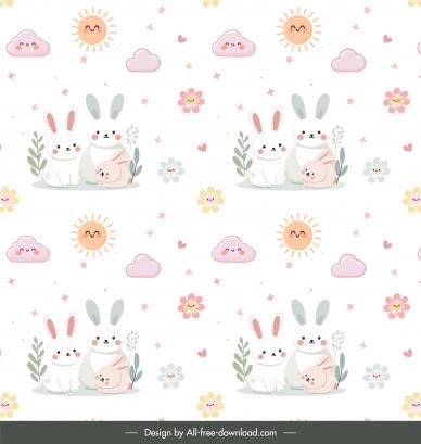 easter seamless pattern template cute rabbit family repeating