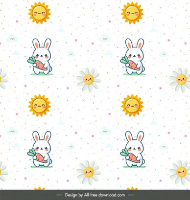 easter seamless pattern template cute rabbits flora sun carrot repeating