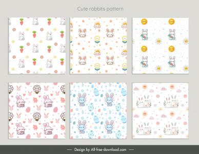 easter seamless pattern templates collection repeating rabbit handdraw decor