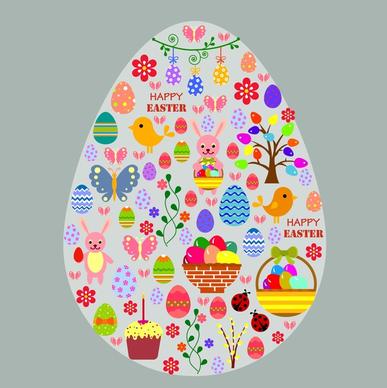 easter template illustration with symbols in big egg