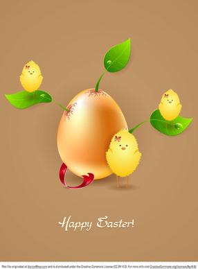 easter vector card egg with leaves