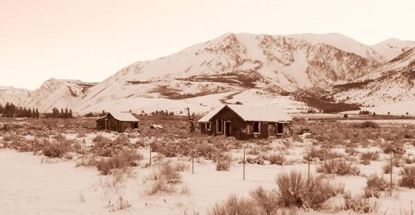 eastern sierra winter old homes