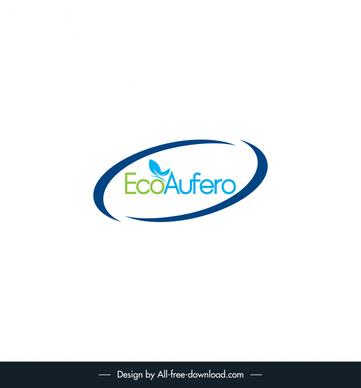 eco aufero logo an economical natural template isolated texts leaf curves decor