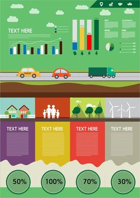 eco banner vector illustration with infographic and charts