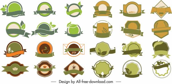eco labels templates collection classic flat shapes