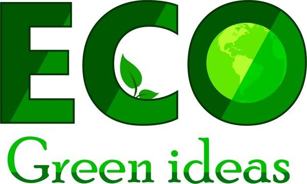 eco logo idea green words and globle icons