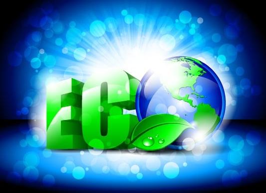 eco with earth blue background vector