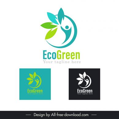 ecogreen logo template dynamic flat petals human symbol