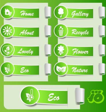 ecology labels templates shiny green 3d sketch